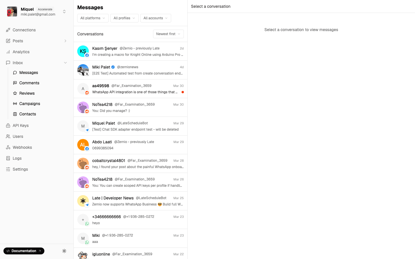 Messages inbox