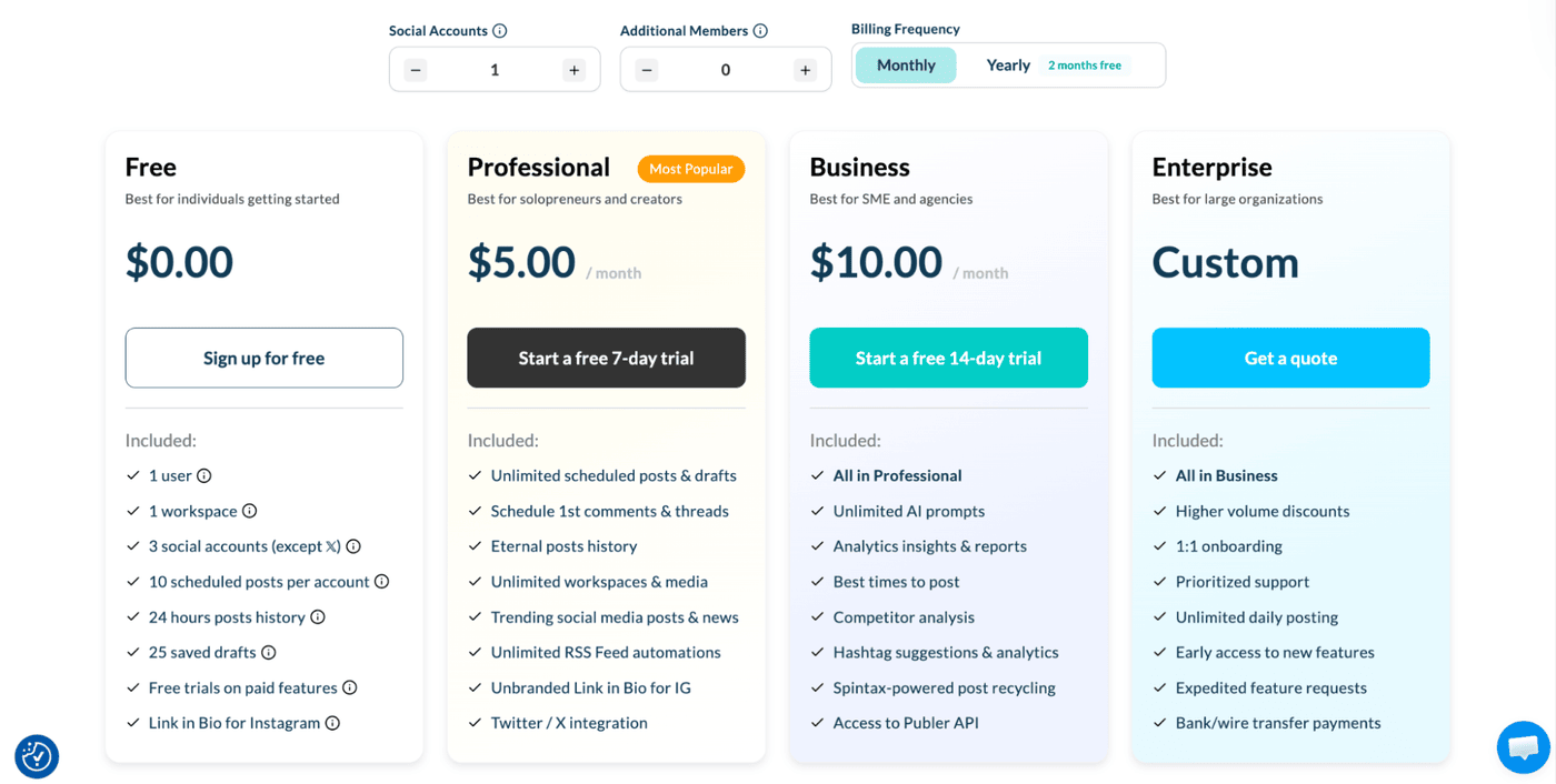 Publer pricing
