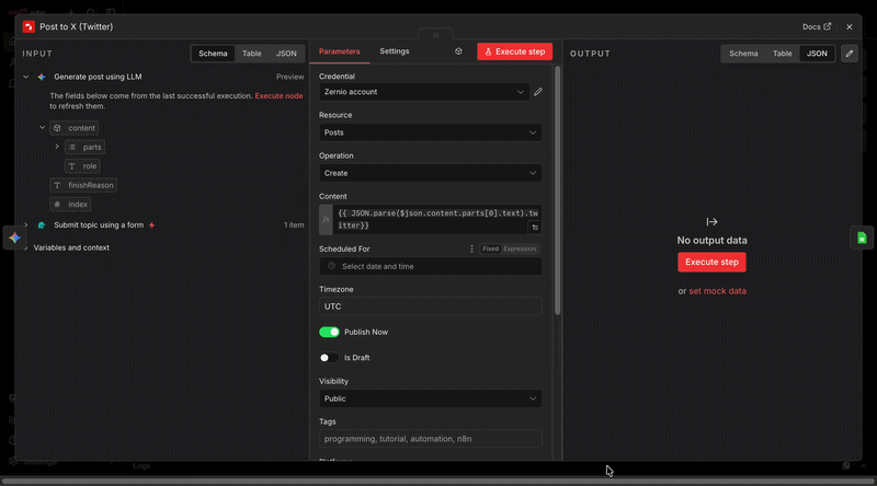 social media content automation with zernio and n8n