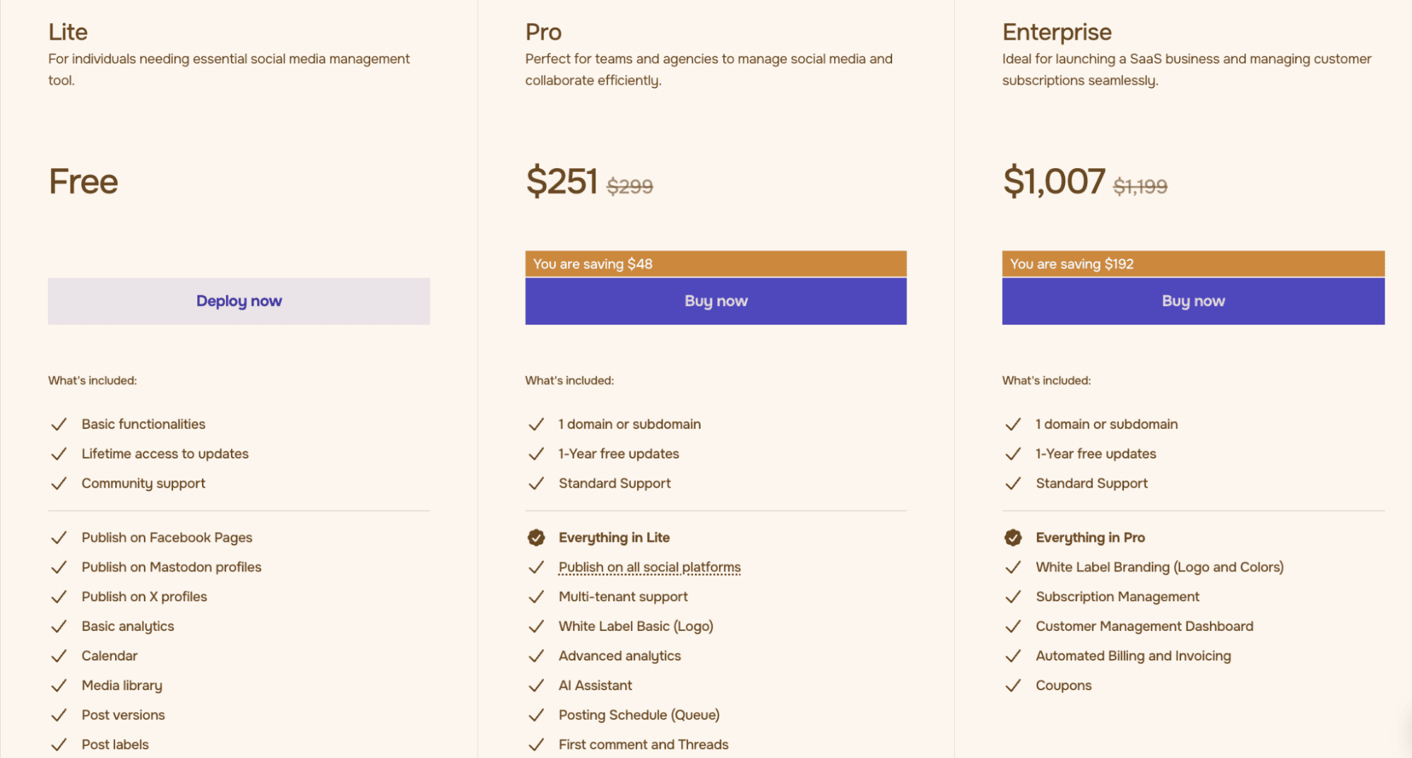 Mixpost pricing