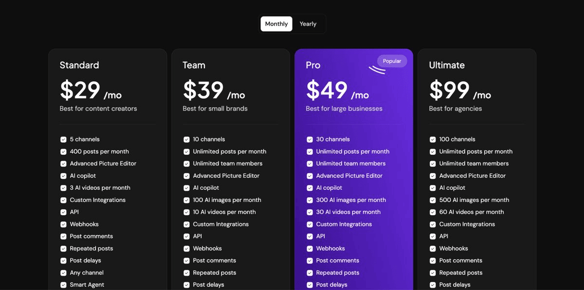 postiz pricing