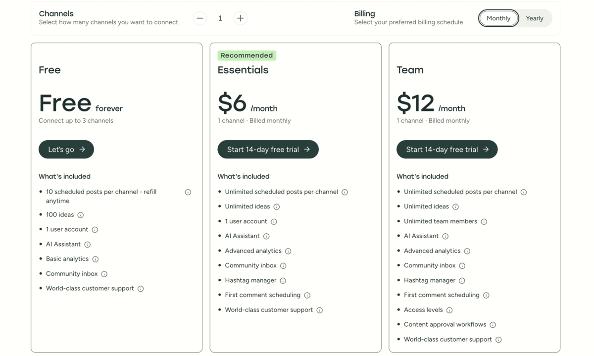 Buffer pricing