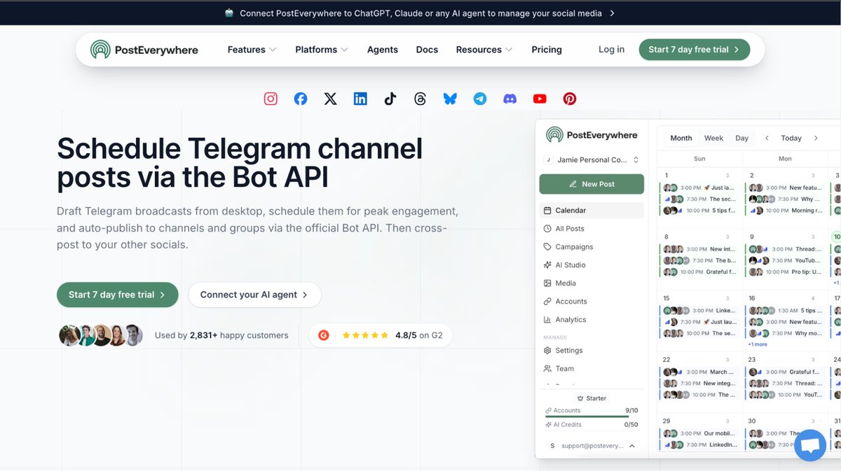 PostEverywhere has telegram support