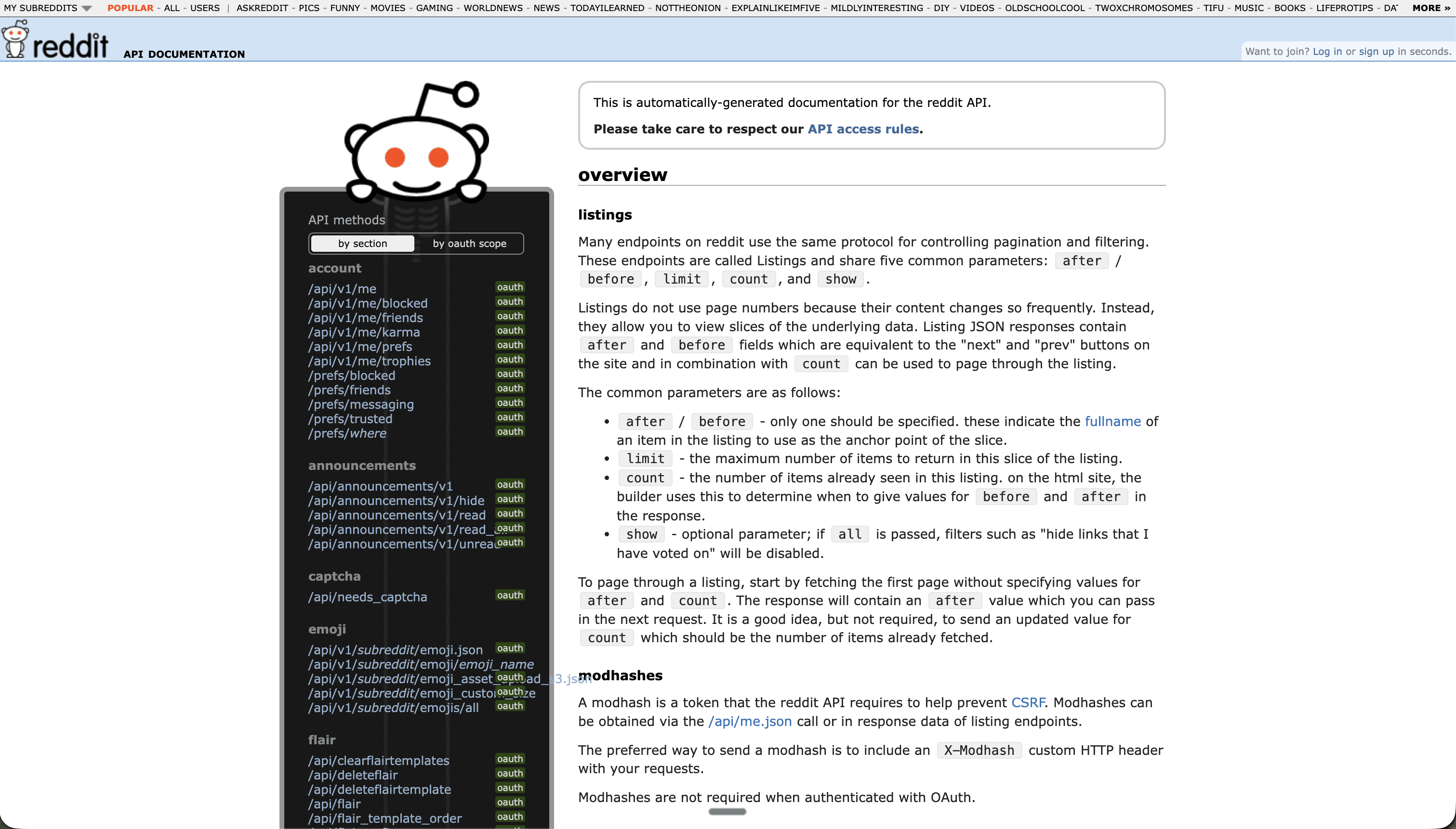 Reddit API for developers