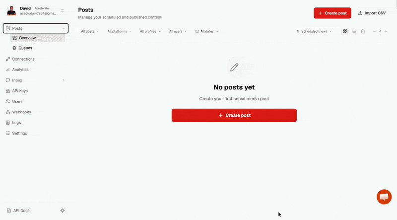 Zernio dashboard demo