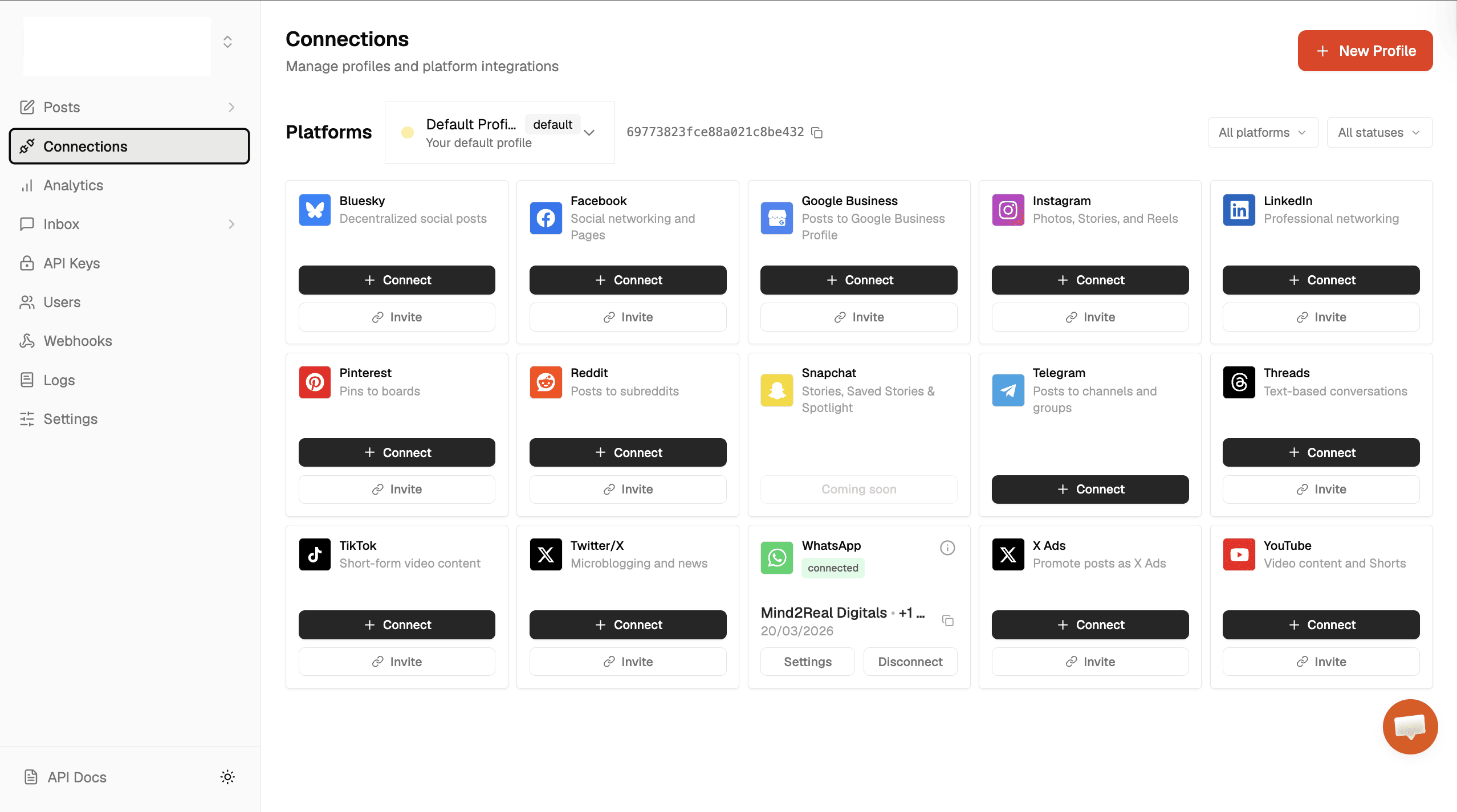 Connect social media accounts