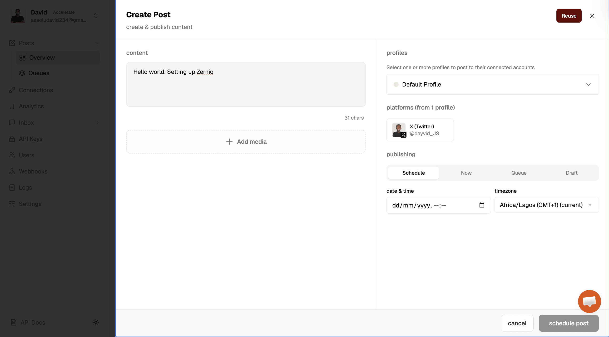 Create and schedule posts