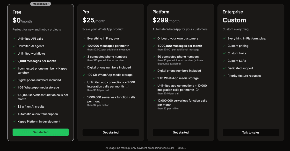 kapso pricing