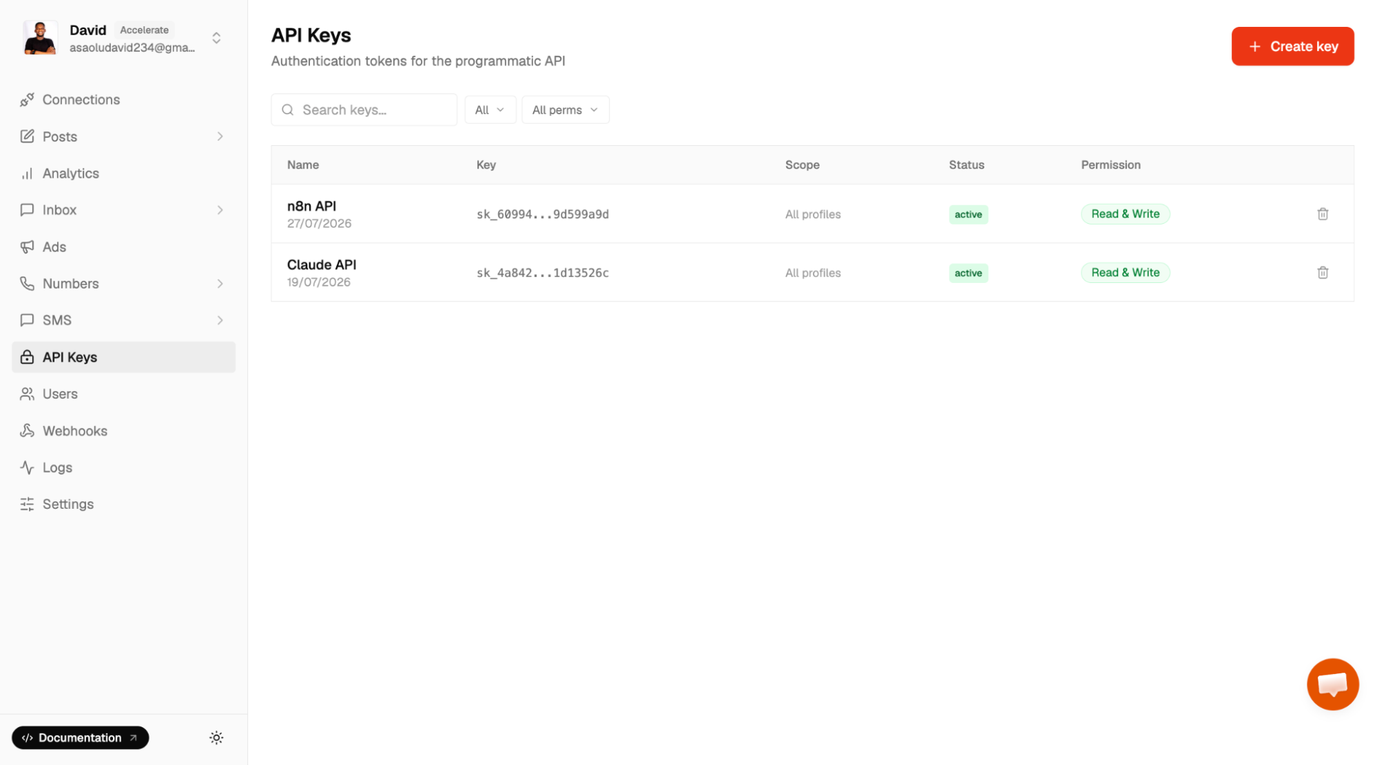 get Zernio API key